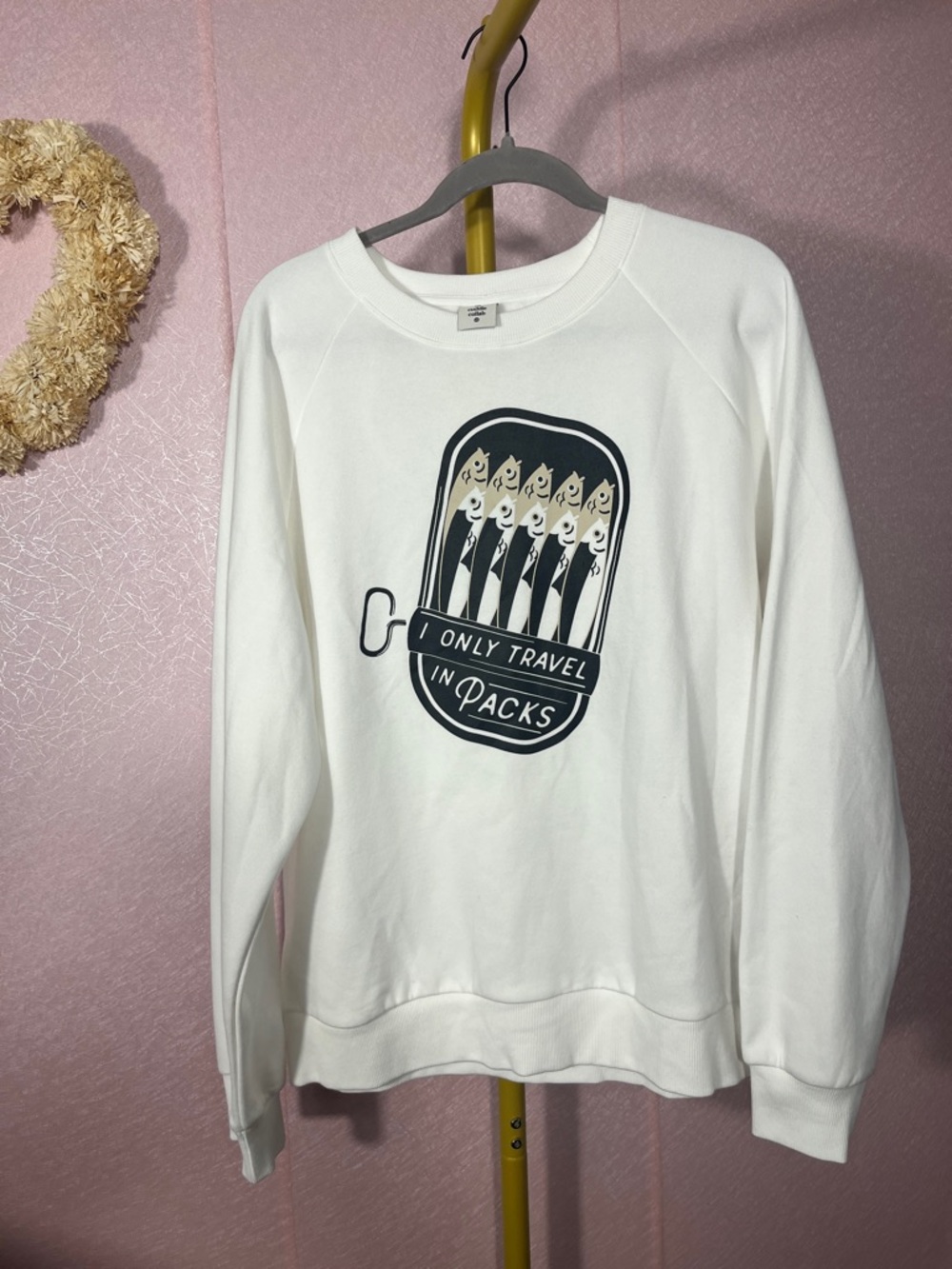 Uniqlo White Crewneck Sweatshirt with Navy Graphic